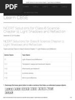 NCERT Solutions For Class 6 Science Chapter 11 Light Shadows and Reflection