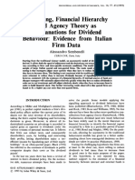 Signalling, Financial Hierarchy and Agency Theory As Explanations For Dividend Behaviour - Evidence From Italian Firm Data