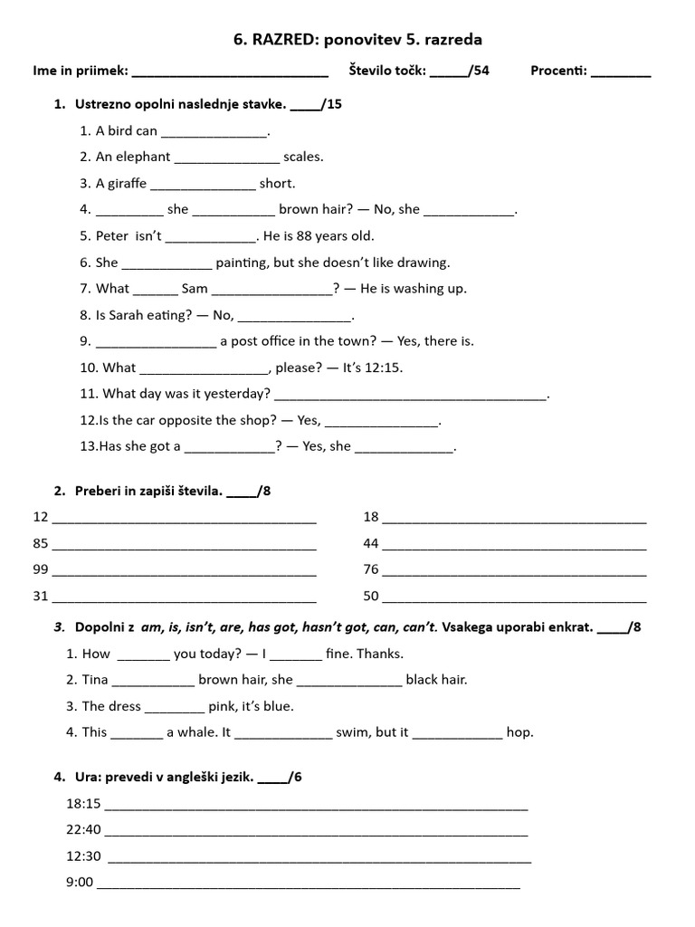 Grade 5 Revision Pdf