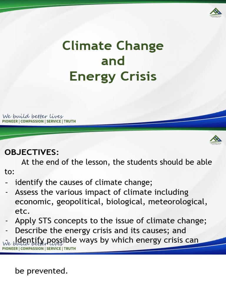 Climate Change and Energy Crisis Overview | PDF | Climate Change ...