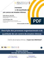 WEBINAR Descrição Dos Processos Organizacionais e de Qualidade de Um Centro de Ensaios Clínicos