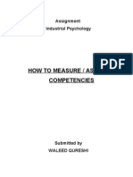 How To Measure / Assess Competencies: Assignment Industrial Psychology
