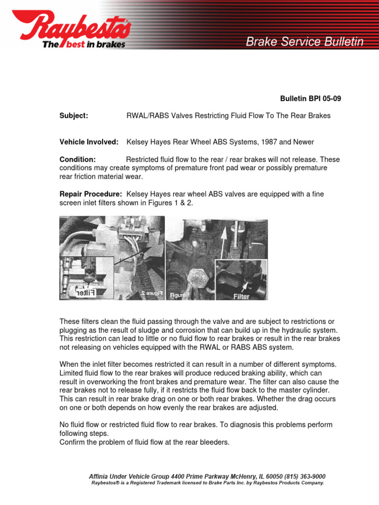 RABS Valves Restricting Fluid Flow to the Rear Brakes PDF