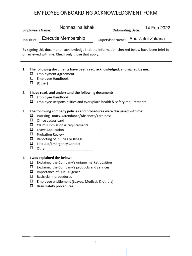ICDM onBoarding Acknowledgement Form PDF