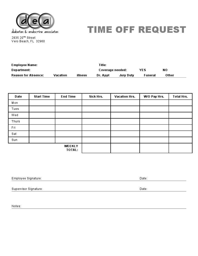 Time Off Request Form Template | PDF