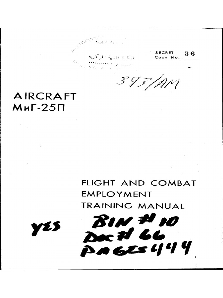 MiG-25P FOXBAT A Flight and Combat Employment Training Manual | PDF
