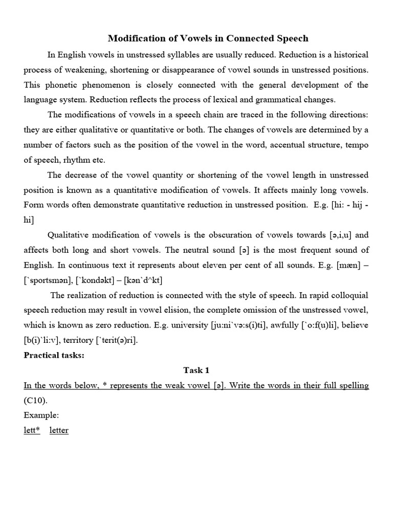Vowel Modifications | Download Free PDF | Stress (Linguistics ...