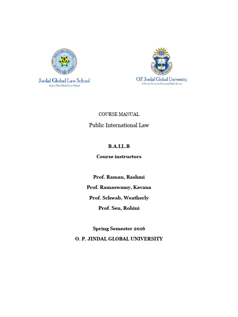 Public International Law Course Manual | PDF | International Law | Treaty