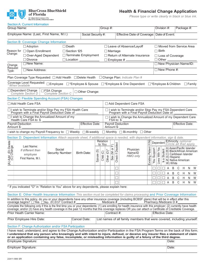 FSA Health & Dependent Care Change Form | PDF | Health Savings Account ...