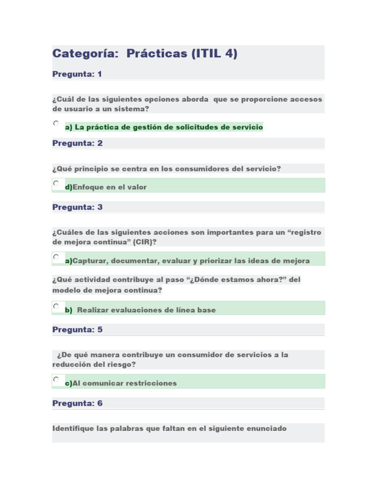 Prácticas ITIL 4: Gestión de Servicios | PDF | Itil | Business