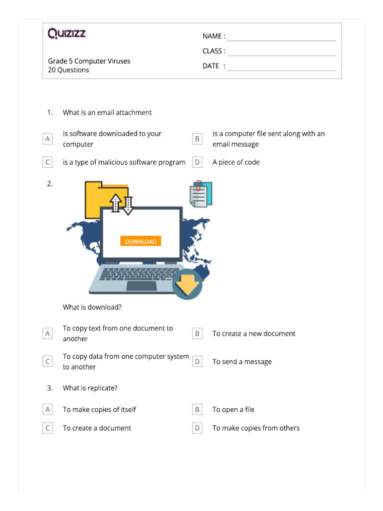 Computer Virus Worksheet Class 5 PDF PDF