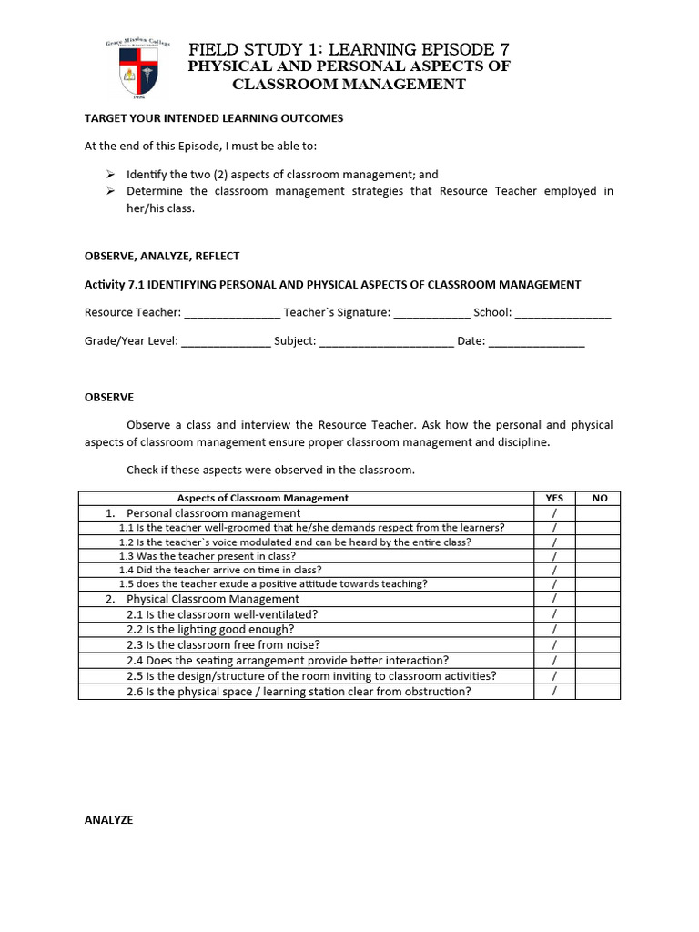 Fs1 Ep7 Updated | PDF | Classroom Management | Teachers