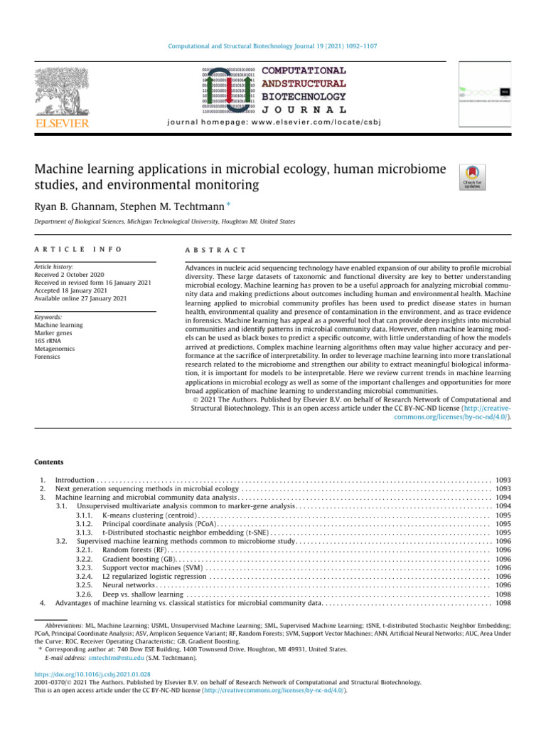 ML in Microbial Ecology & Health | PDF | Support Vector Machine ...