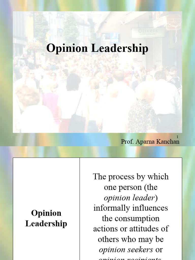 Session 6 Opinion Leadership PDF Leadership Social Psychology