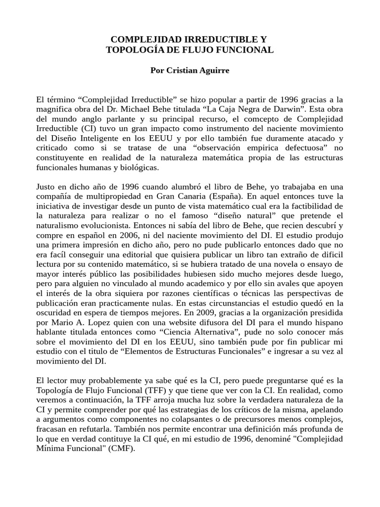 Complejidad Irreductible y Topología de Flujo Funcional PDF