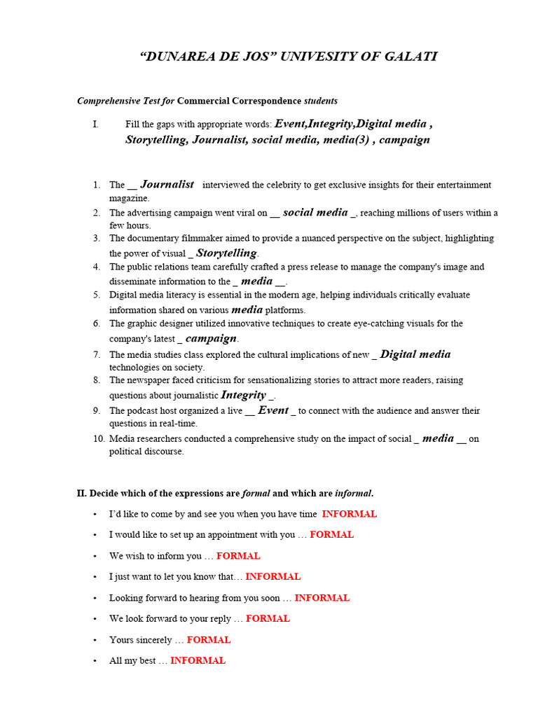 correspondence test PDF Social Media Popular Culture & Media Studies
