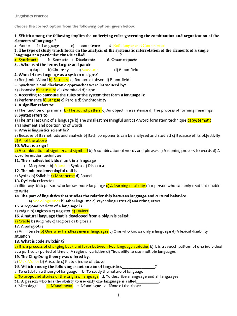 Linguistics Practice 2 | PDF | Linguistics | Word