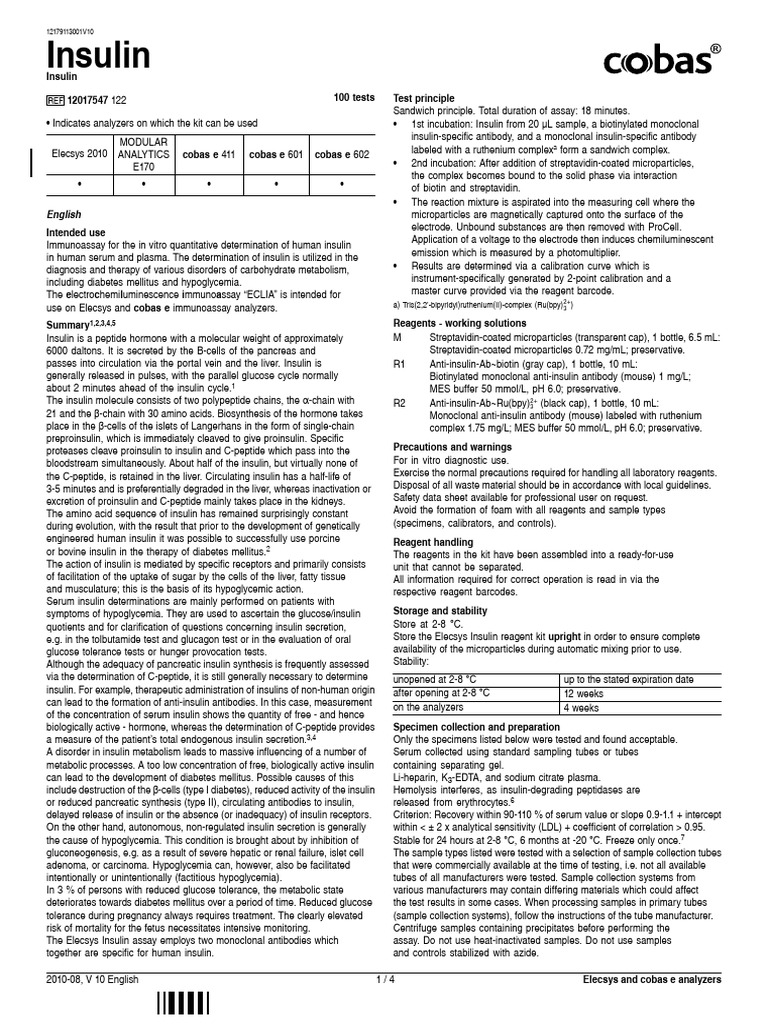 Insulin PDF Insulin Immunoassay