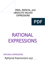 RATIONAL RADICAL and ABSOLUTE VALUED EXPRESSIONS