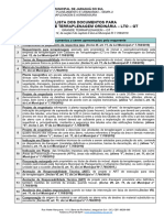 Lista de Documentos para Licença de Terraplenagem Ordinária (GT) 