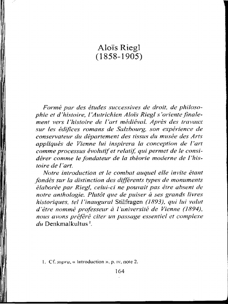 Riegl et la valeur des monuments | PDF | Art