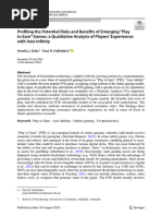 Profiling The Potential Risks and Benefits of Emerging "Play To Earn" Games: A Qualitative Analysis of Players' Experiences With Axie Infinity