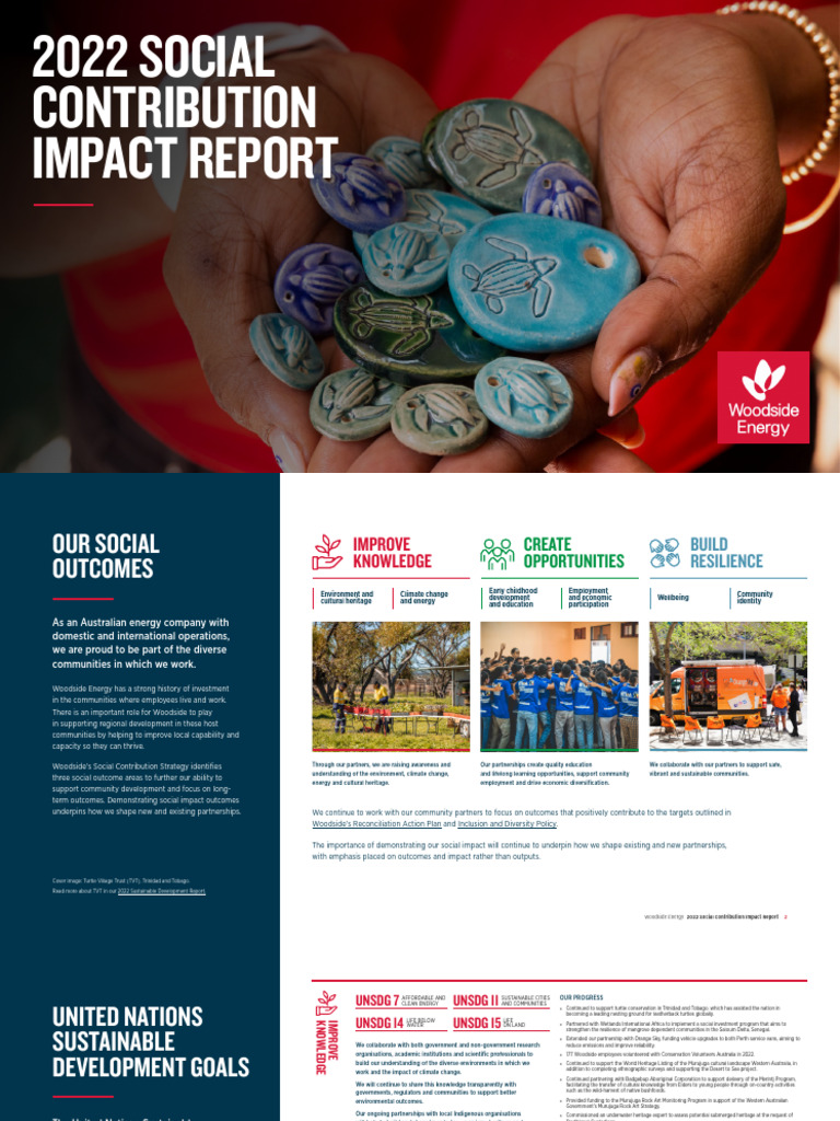 Community Impact by Woodside Energy | PDF | Teachers | Sea Turtle