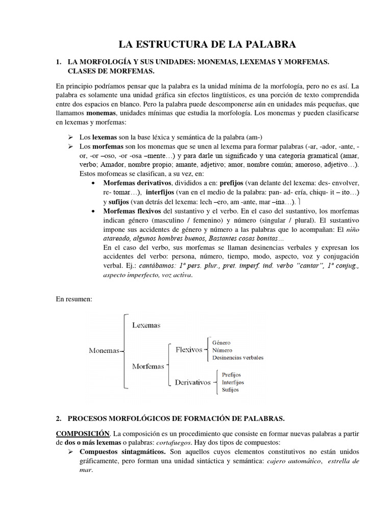 La Estructura de La Palabra | PDF | Palabra | Verbo