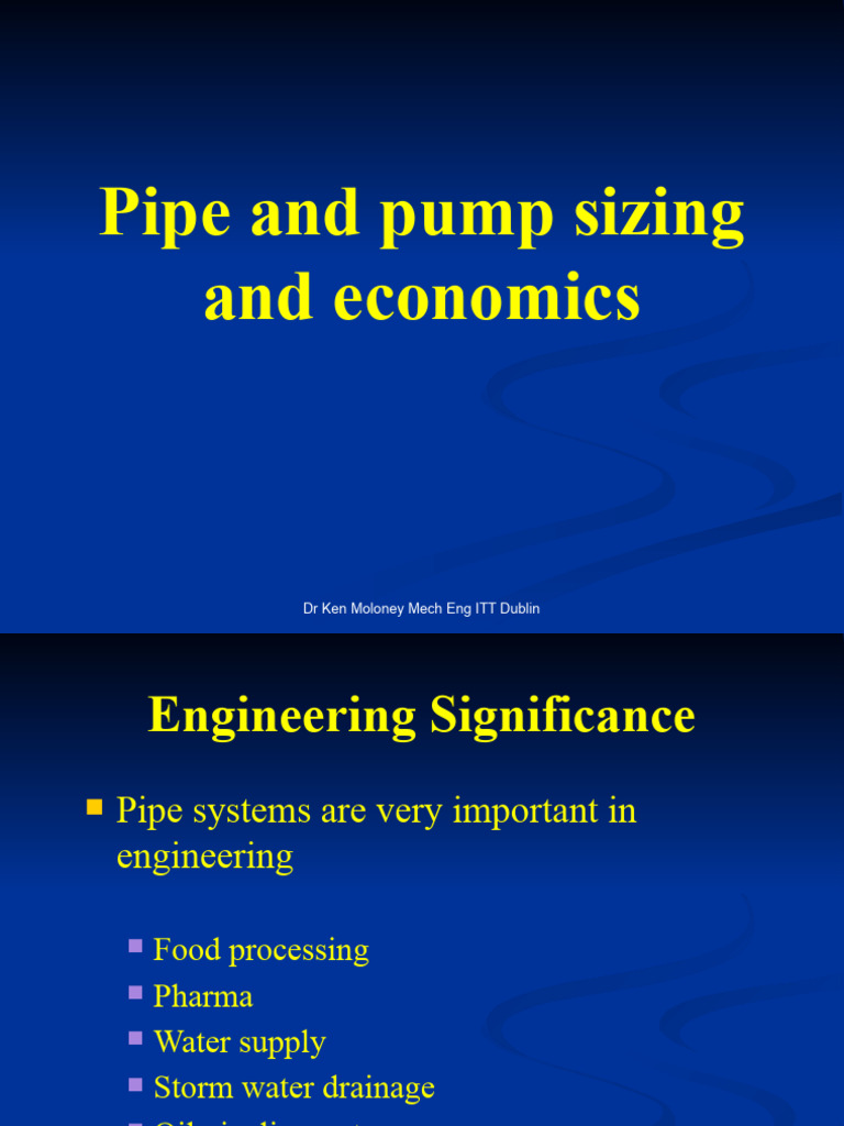 Pipe And Pump Sizing For A Network Pdf Pump Civil Engineering