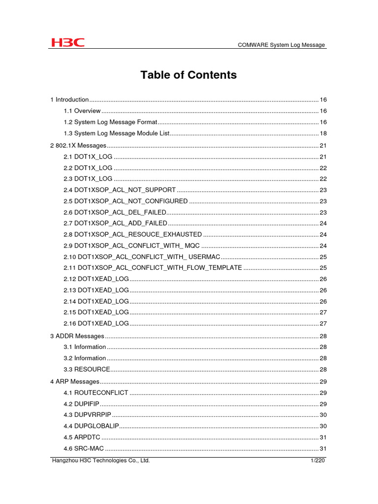 COMWARE System Log Messages Guide | PDF | Computer Science | Data ...