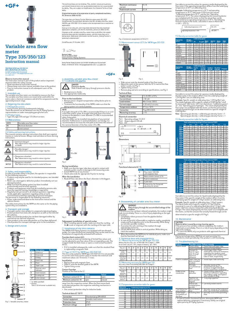 Gfps 700278068 Manual Type 335 350 Variable Area Flow Meter en | PDF ...