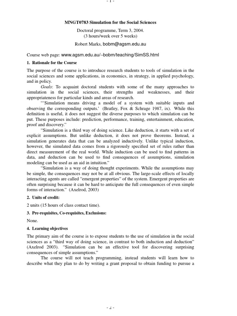 Outline 04 | PDF | Agent Based Model | Simulation