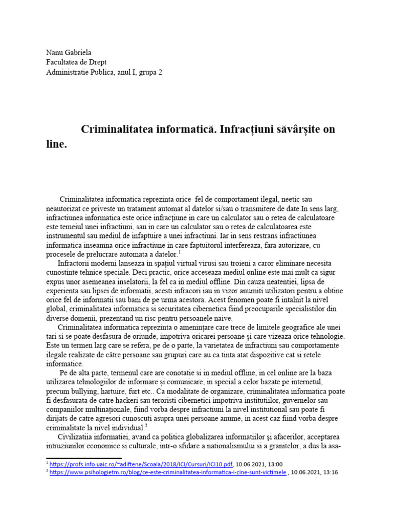 Criminalitatea Informatica | PDF