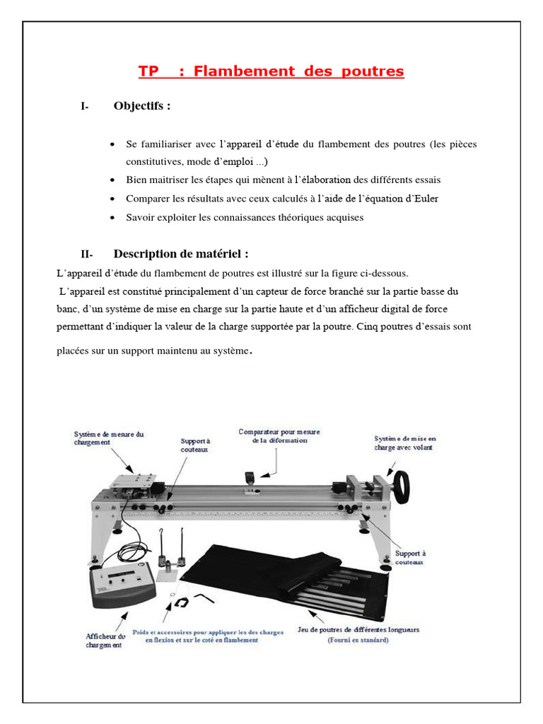 Flambement des Poutres : Étude Expérimentale | PDF | Flambage ...