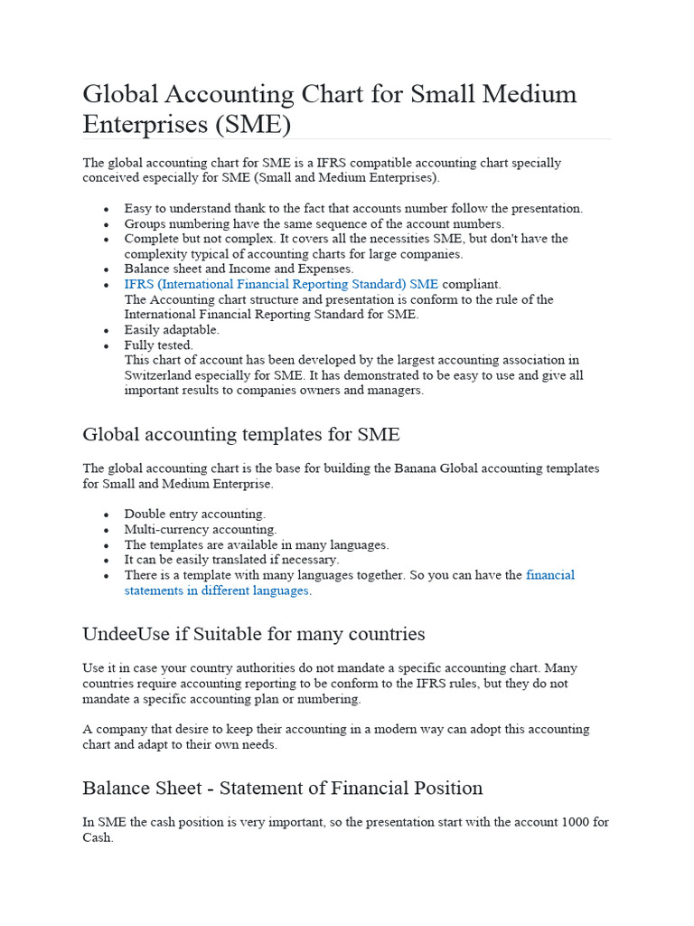 IFRS-Compliant Accounting Chart for SMEs | PDF | Service Industries ...