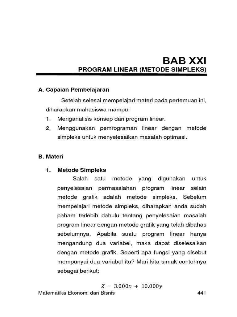 Metode Simpleks dalam Program Linear | PDF