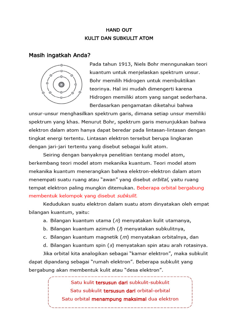 Kulit dan Subkulit Atom: Penjelasan Energi | PDF | Teknologi & Rekayasa