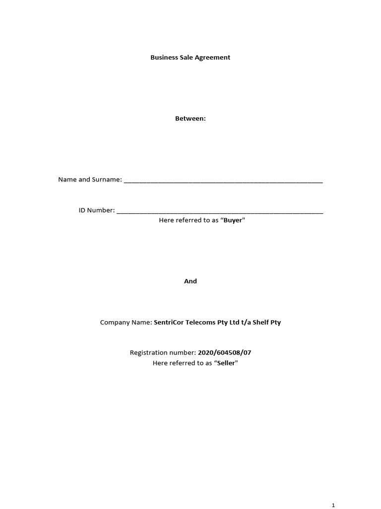 Business Sale Agreement PDF Sales Business Economics