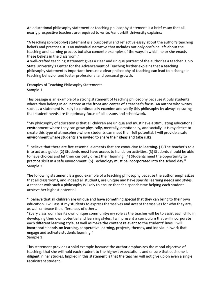 Best Ever Way Of Writing A Teaching Philosophy In The World Pdf