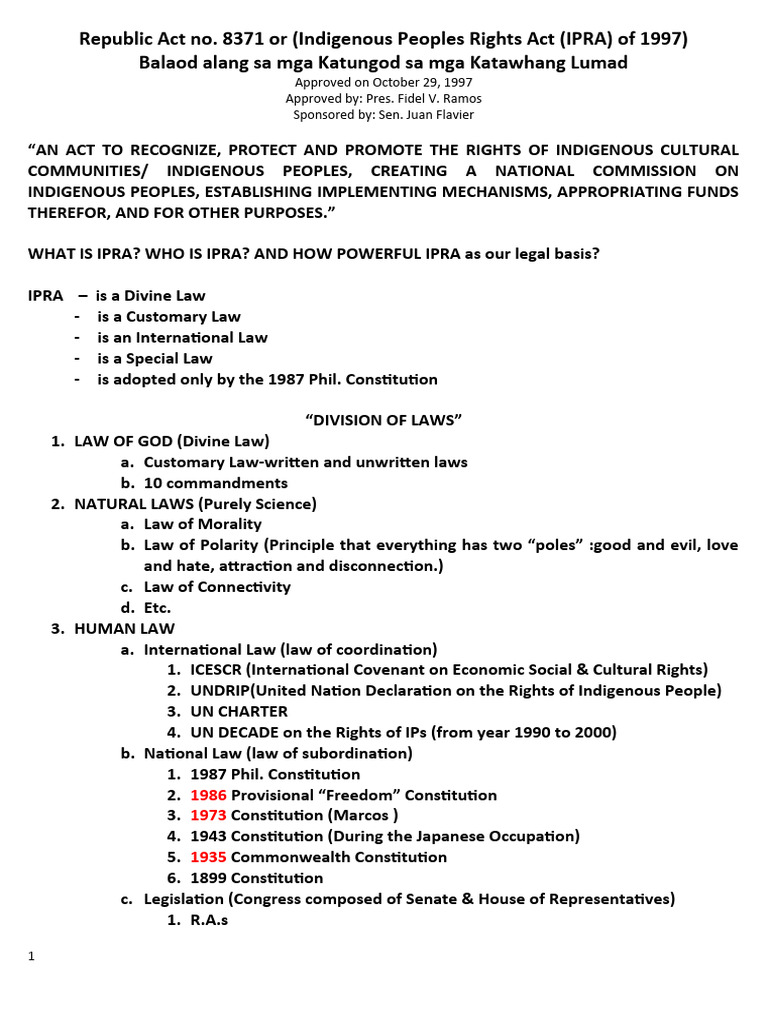 Understanding the IPRA Law for Indigenous Peoples | PDF | Constitution ...