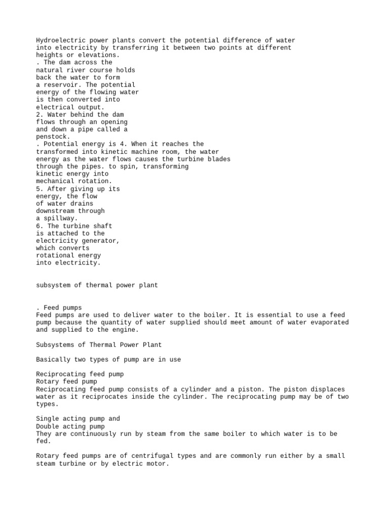 Hydroelectric power plants convert power plant PDF Boiler Power