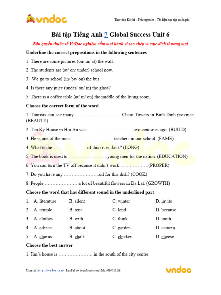Bai Tap Tieng Anh 7 Global Success Unit 6 | PDF | Hue | Ho Chi Minh City