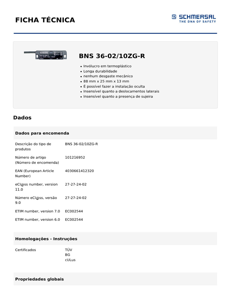 Ficha Técnica BNS 36-02/10ZG-R | PDF | Engenharia Elétrica | Ciências ...