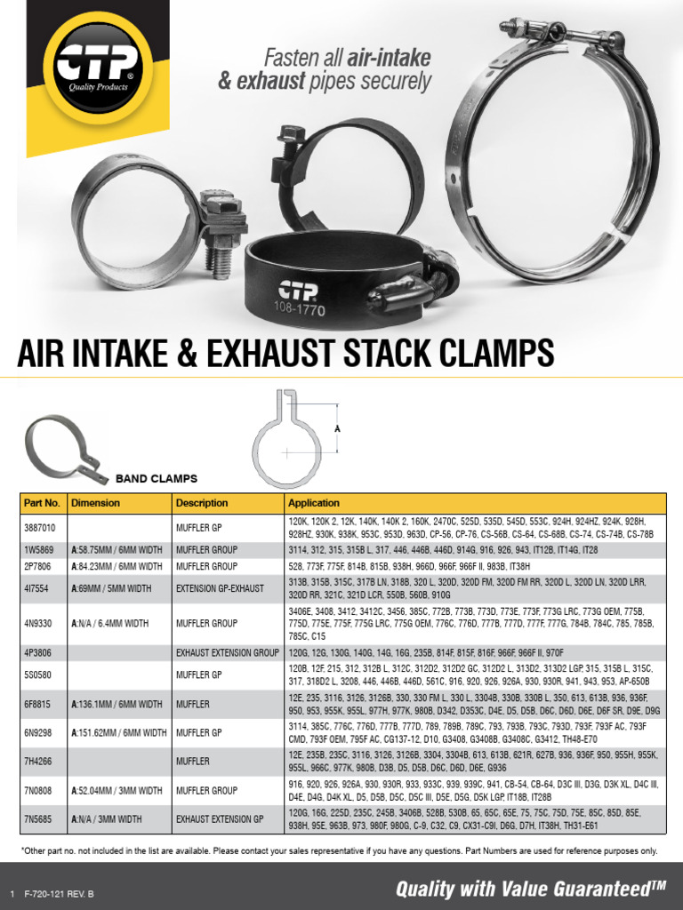 Air-Intake - Exhaust Stack Clamps | PDF | Vehicle Technology ...