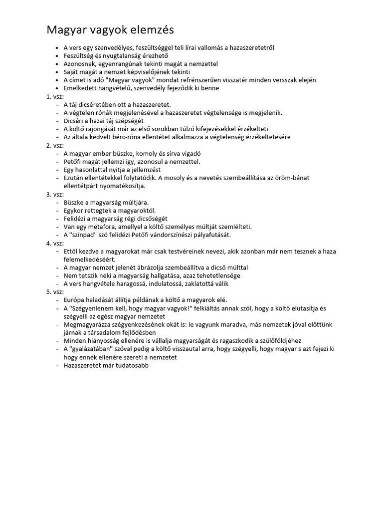 Magyar Vagyok Elemzés | PDF