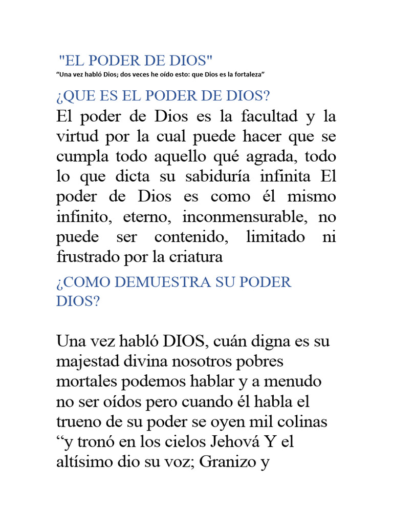 "El Poder de Dios" ¿Que Es El Poder de Dios?: "Una Vez Habló Dios Dos ...