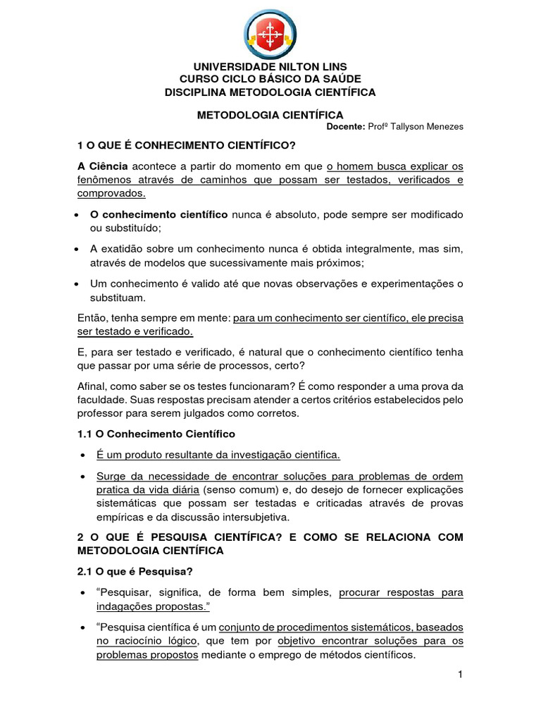 Metodologia da Pesquisa Científica | PDF | Science | Método científico