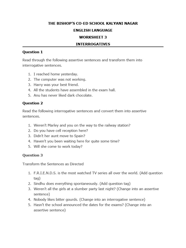 30062023013756class 8 - Interrogative - Worksheet | PDF