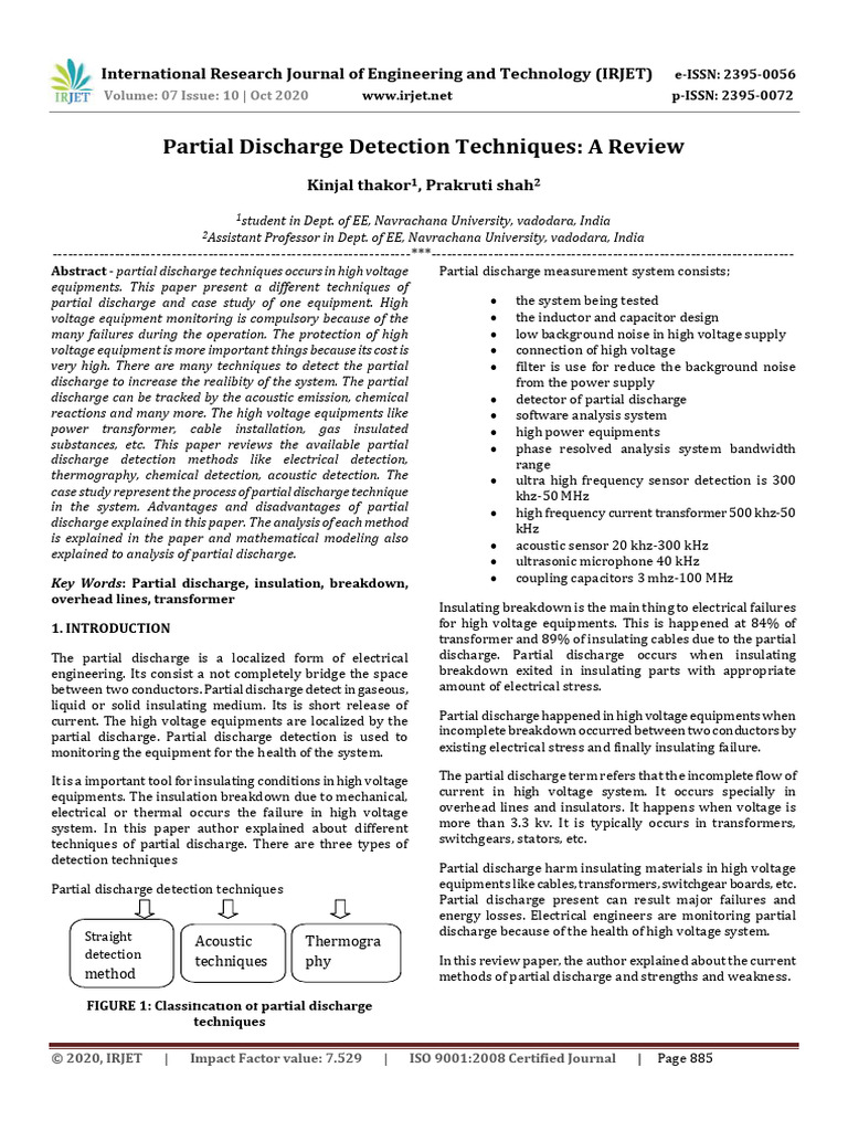 Methods for Partial Discharge Detection | PDF | Electrical Breakdown ...