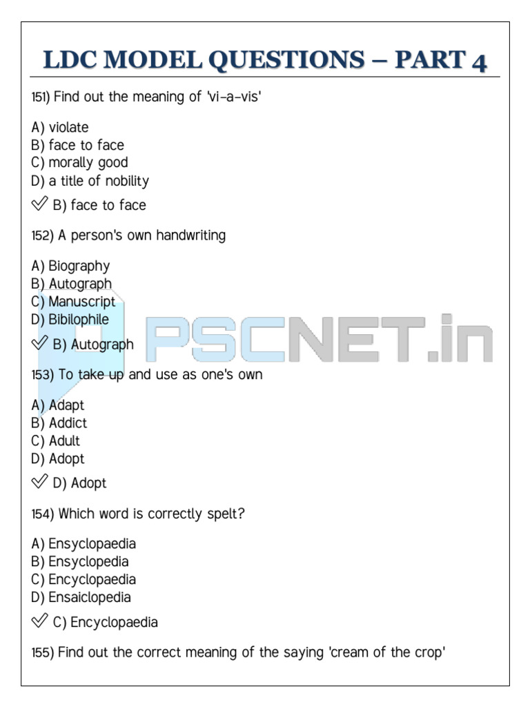 LDC Model Questions Part 4 | PDF | Linguistics | Animal Powered Transport